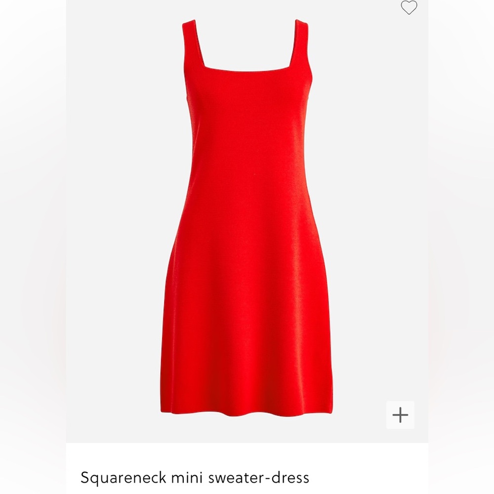 NWOT J Crew Squareneck Mini Sweater Knit Dress Red Size XS